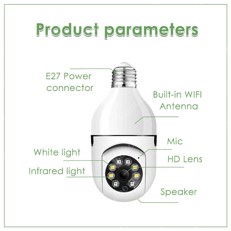 White Light Bulb HD WIFI Camera Product Parameters